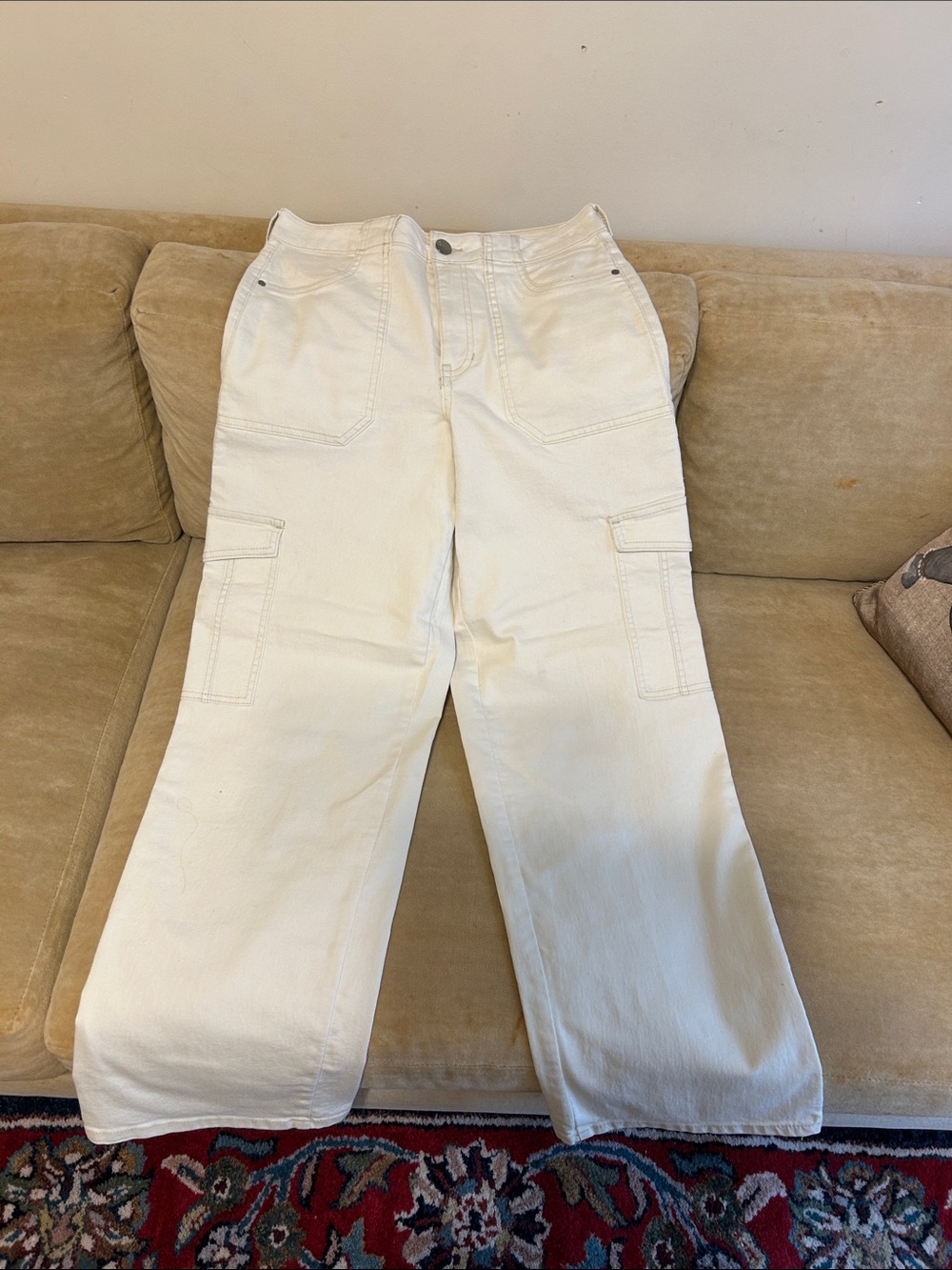 d. jeans White Wide-Leg Cargo Jeans